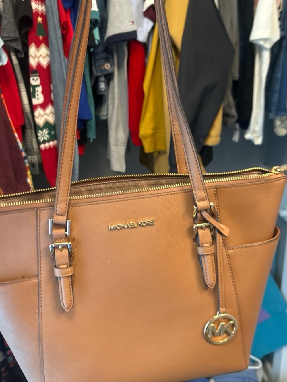 Michael Kors Camel Brown Saffiano Leather Tote